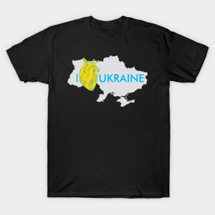 I love Ukraine, an anatomical heart in the colors of the flag. T-Shirt